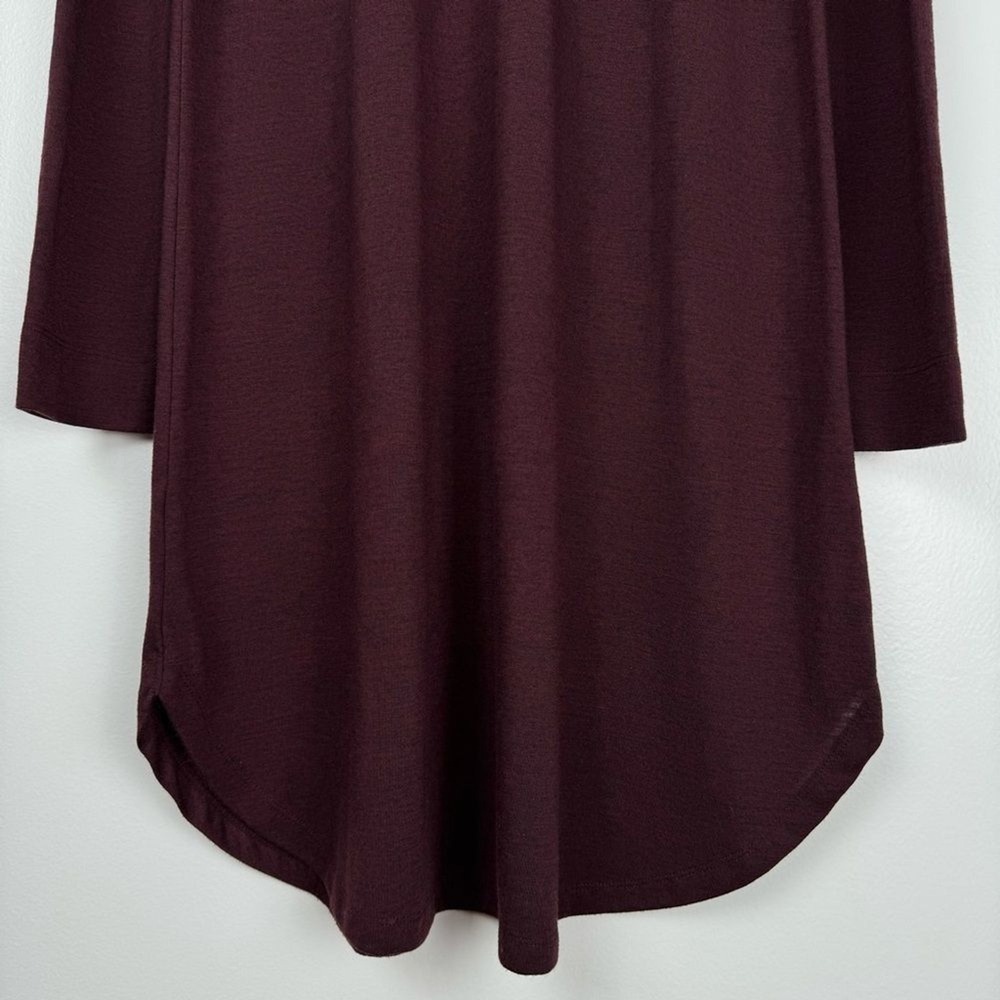 LOFT Tunic Shirtdress Womens S Maroon Burgundy Jersey Knit Tie Neck Office - Picture 5 of 12
